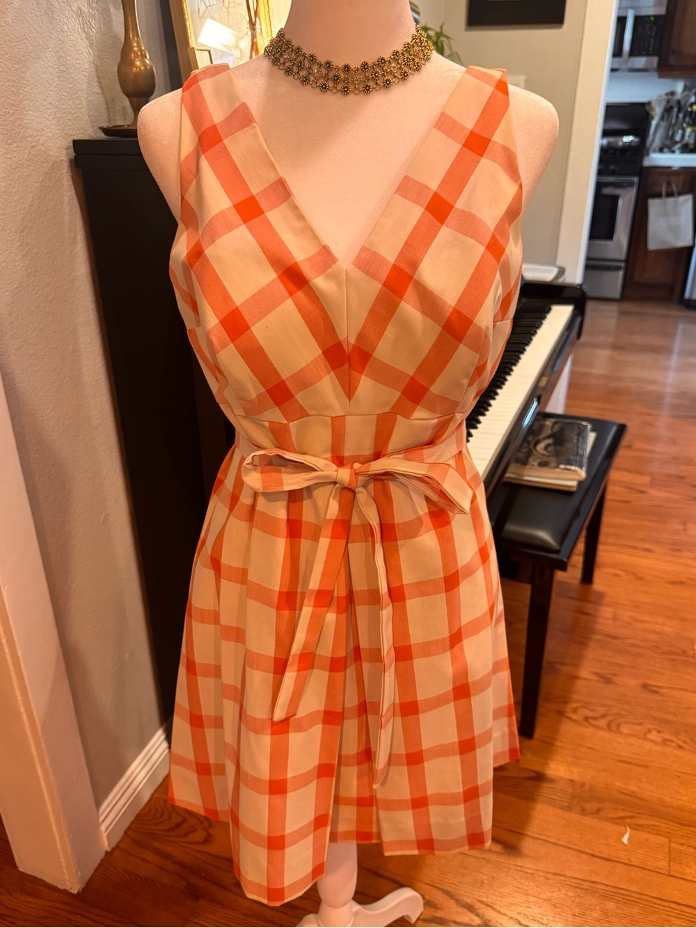 Darling Mid Century Orange Gingham Mini